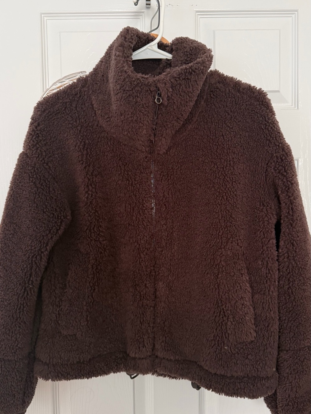 Cozy Women's Brown Sherpa Jacket - Zip Front
